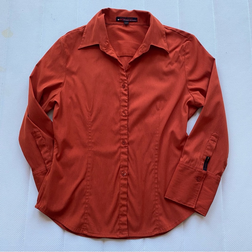 Point Zero Burnt Orange Button-Front Women's Shirt